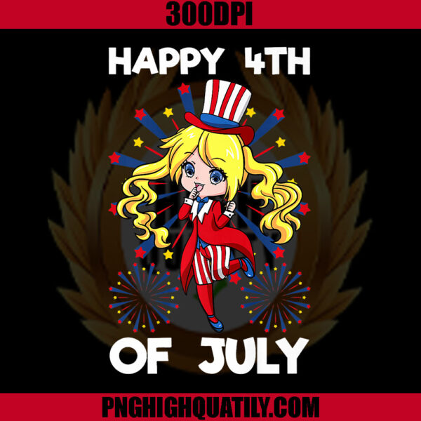 Anime Girl Kawaii Otaku Japanese PNG, USA Flag 4th Of July PNG