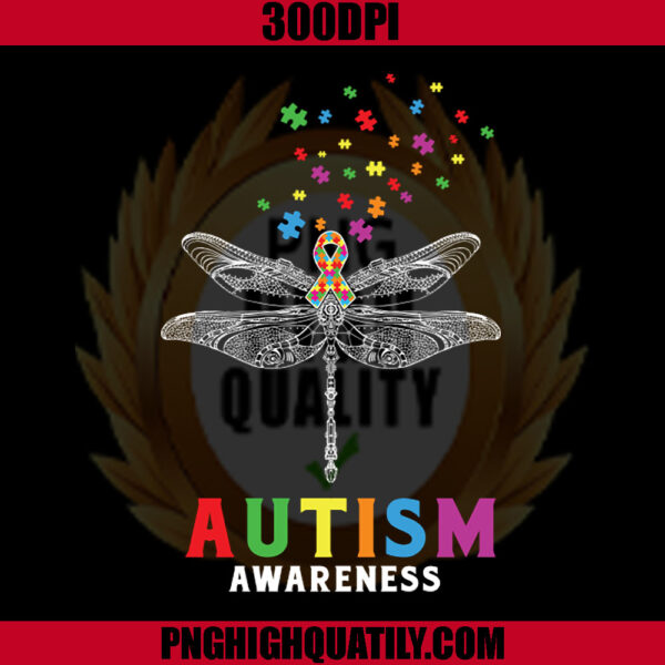 Autism Dragonfly Puzzle PNG, Autism Awareness PNG