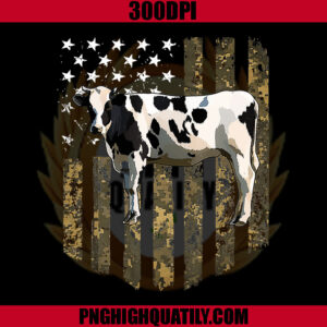 Camo American Flag Black White Cow PNG, 4th Of July Animal PNG