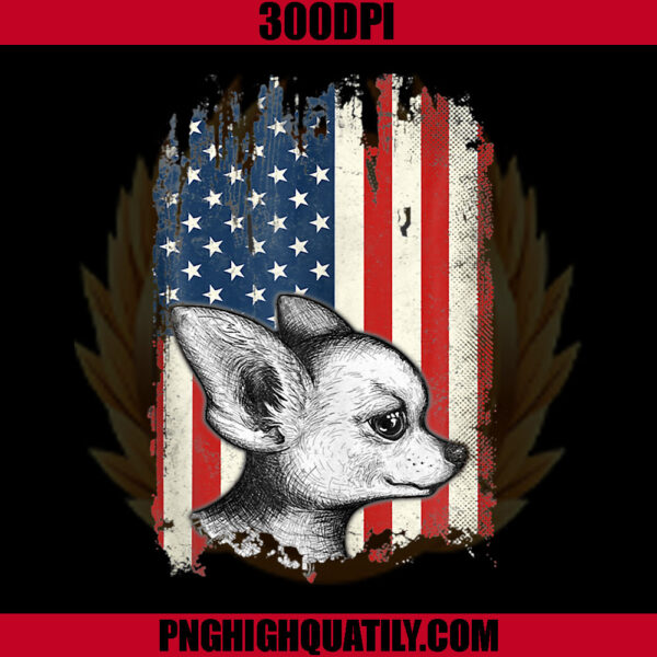 Chihuahua American Flag Patriotic PNG, 4Th Of July USA PNG