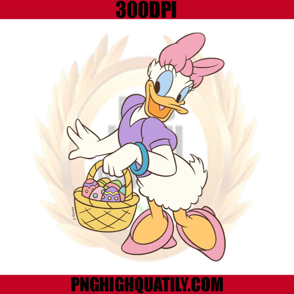 Daisy Duck Holding Basket of Easter Eggs PNG, Daisy Duck PNG