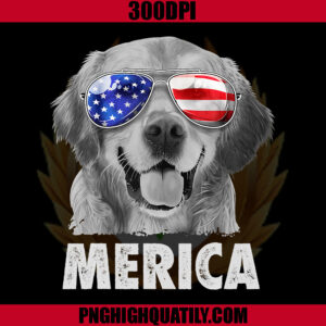 Golden Retriever Dog Merica PNG, I Love Usa PNG