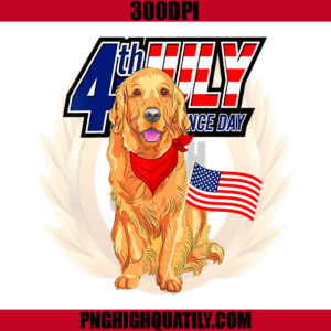 Golden Retriever PNG, Happy 4th Of July American Flag PNG