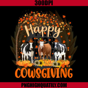 Happy Cowsgiving Cute PNG, Thanksgiving Cow Owner Farme PNG