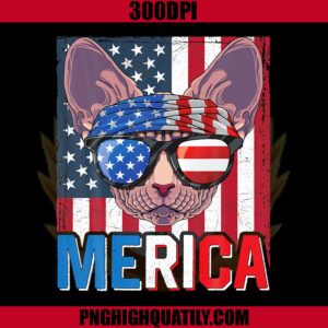 Sphynx Merica 4th Of July PNG, Cat American Meowica PNG