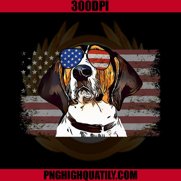 Treeing Walker Coonhound Dog PNG, 4th Of July Retro USA PNG